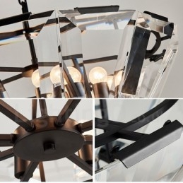 Designer Touch Decorative Modern Contemporary 8 Light Steel Pendant Light with CrystalGlass Shade