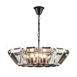 Designer Touch Decorative Modern Contemporary 8 Light Steel Pendant Light with CrystalGlass Shade