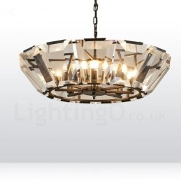 Designer Touch Decorative Modern Contemporary 8 Light Steel Pendant Light with CrystalGlass Shade