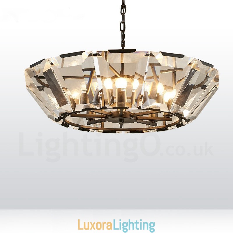 Designer Touch Decorative Modern Contemporary 8 Light Steel Pendant Light with CrystalGlass Shade