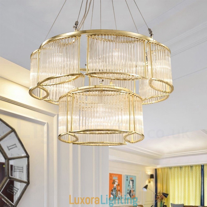 Designer Touch Decorative Modern Contemporary 11 Light Steel Pendant Light with CrystalGlass Shade