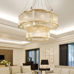 Designer Touch Decorative Modern Contemporary 11 Light Steel Pendant Light with CrystalGlass Shade