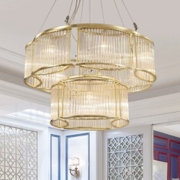 Designer Touch Decorative Modern Contemporary 11 Light Steel Pendant Light with CrystalGlass Shade