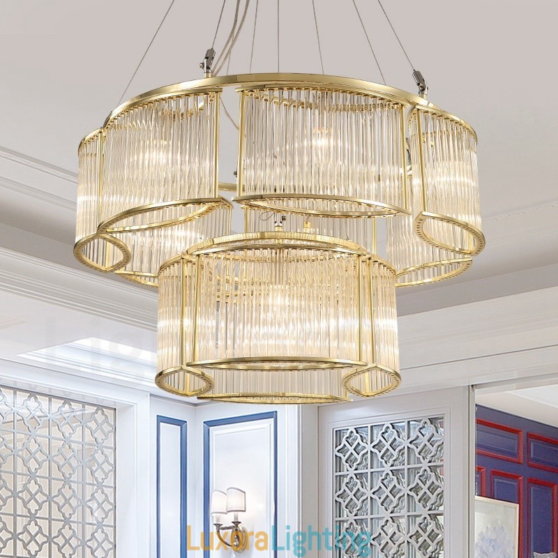 Designer Touch Decorative Modern Contemporary 11 Light Steel Pendant Light with CrystalGlass Shade