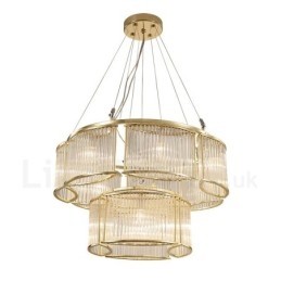 Designer Touch Decorative Modern Contemporary 11 Light Steel Pendant Light with CrystalGlass Shade