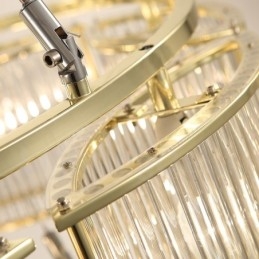 Designer Touch Decorative Modern Contemporary 11 Light Steel Pendant Light with CrystalGlass Shade