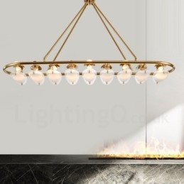 Designer Touch Decorative Modern Contemporary 9 Light Brass Pendant Light with Glass Shade