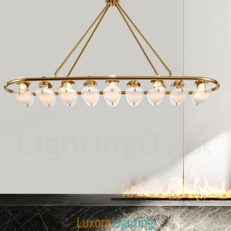 Designer Touch Decorative Modern Contemporary 9 Light Brass Pendant Light with Glass Shade