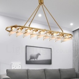 Designer Touch Decorative Modern Contemporary 9 Light Brass Pendant Light with Glass Shade