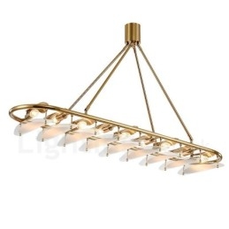 Designer Touch Decorative Modern Contemporary 9 Light Brass Pendant Light with Glass Shade