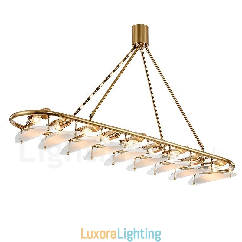 Designer Touch Decorative Modern Contemporary 9 Light Brass Pendant Light with Glass Shade