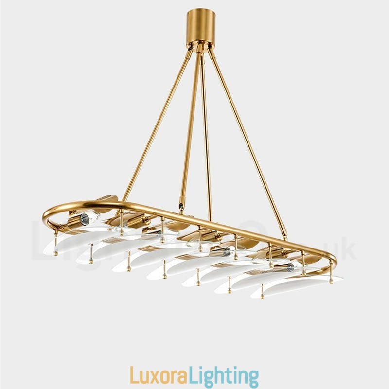 Designer Touch Decorative Modern Contemporary 9 Light Brass Pendant Light with Glass Shade