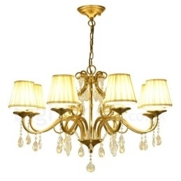 Designer Touch Decorative Rustic Lodge 8 Light Crystal Steel Chandelier with Fabric Shade