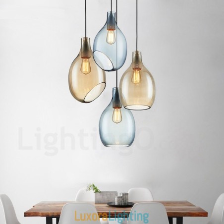 Designer Touch Decorative Modern Contemporary 1 Light Glass Pendant Light with Glass Shade