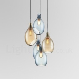 Designer Touch Decorative Modern Contemporary 1 Light Glass Pendant Light with Glass Shade