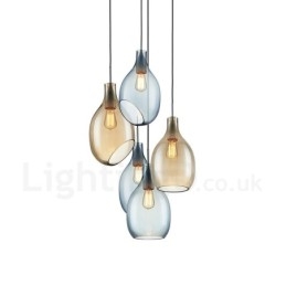 Designer Touch Decorative Modern Contemporary 1 Light Glass Pendant Light with Glass Shade