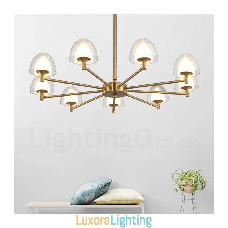 Designer Touch Decorative Modern Contemporary 9 Light Metal Chandelier with Acrylic Shade