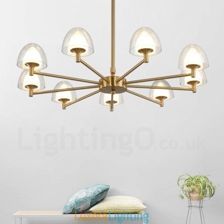 Designer Touch Decorative Modern Contemporary 9 Light Metal Chandelier with Acrylic Shade