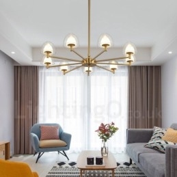 Designer Touch Decorative Modern Contemporary 9 Light Metal Chandelier with Acrylic Shade