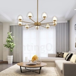 Designer Touch Decorative Modern Contemporary 9 Light Metal Chandelier with Acrylic Shade