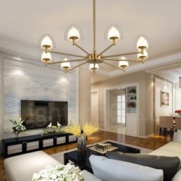 Designer Touch Decorative Modern Contemporary 9 Light Metal Chandelier with Acrylic Shade