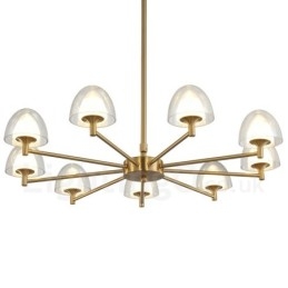 Designer Touch Decorative Modern Contemporary 9 Light Metal Chandelier with Acrylic Shade