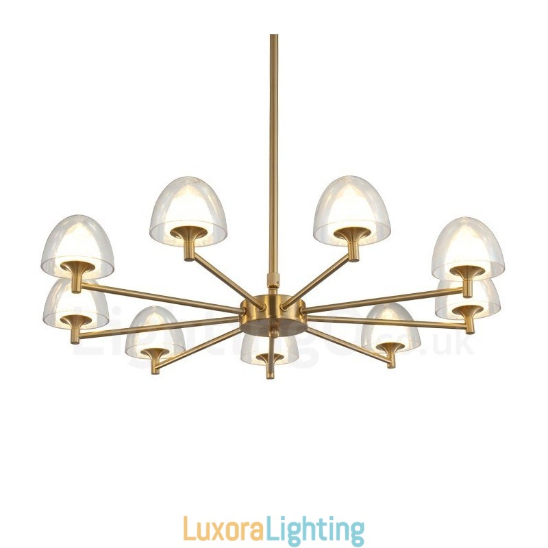 Designer Touch Decorative Modern Contemporary 9 Light Metal Chandelier with Acrylic Shade