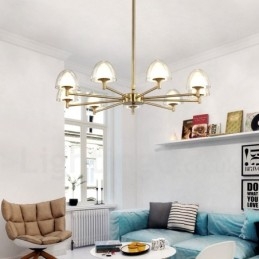 Designer Touch Decorative Modern Contemporary 9 Light Metal Chandelier with Acrylic Shade