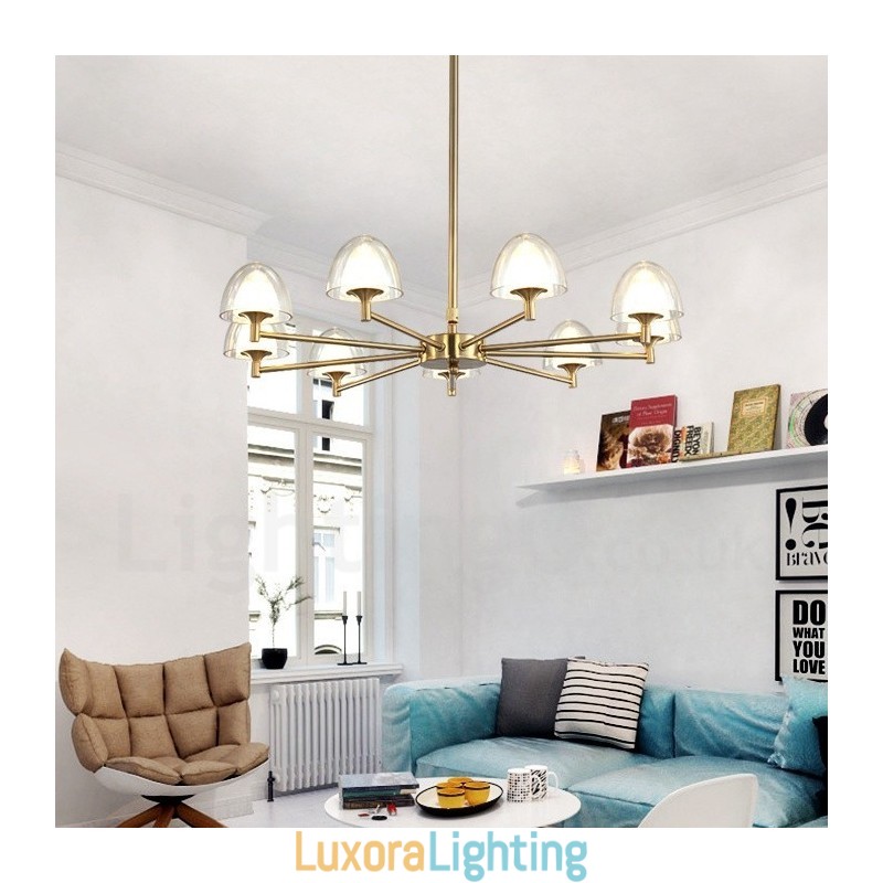 Designer Touch Decorative Modern Contemporary 9 Light Metal Chandelier with Acrylic Shade