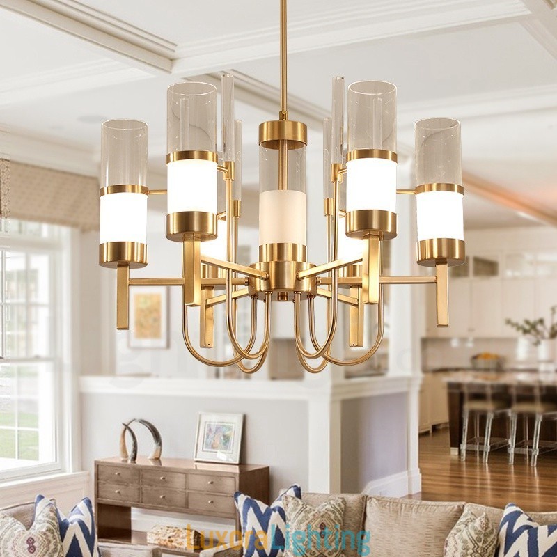 Designer Touch Decorative Rustic Lodge Modern Contemporary 6 Light Steel Chandelier with Glass Shade