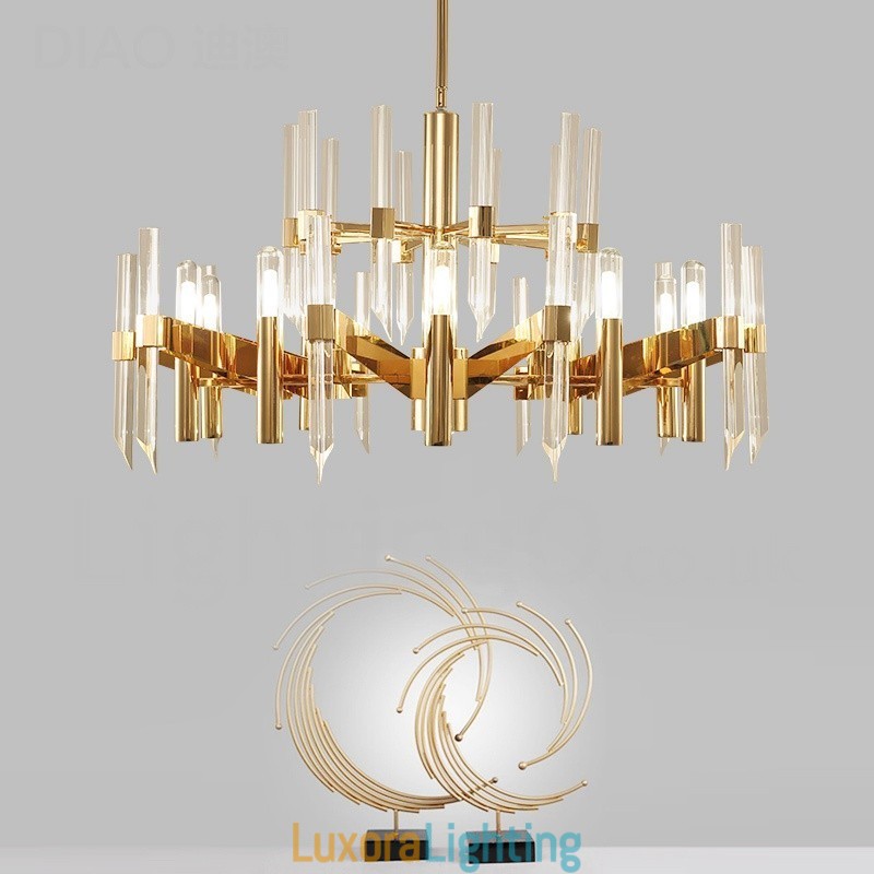 Designer Touch Decorative Modern Contemporary 18 Light Aluminum Alloy Chandelier with Crystal Shade