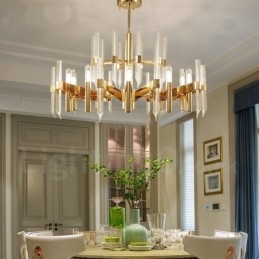 Designer Touch Decorative Modern Contemporary 18 Light Aluminum Alloy Chandelier with Crystal Shade