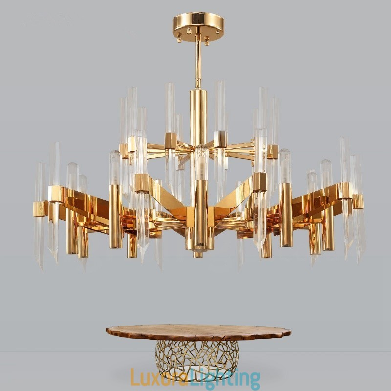 Designer Touch Decorative Modern Contemporary 18 Light Aluminum Alloy Chandelier with Crystal Shade