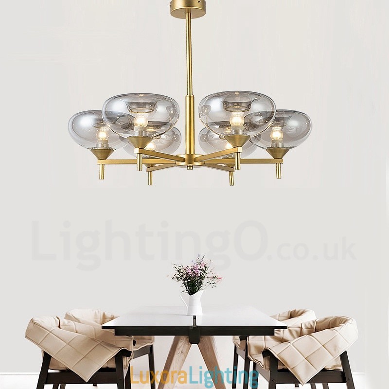 Designer Touch Decorative Modern Contemporary 6 Light Aluminum Alloy Chandelier with Glass Shade