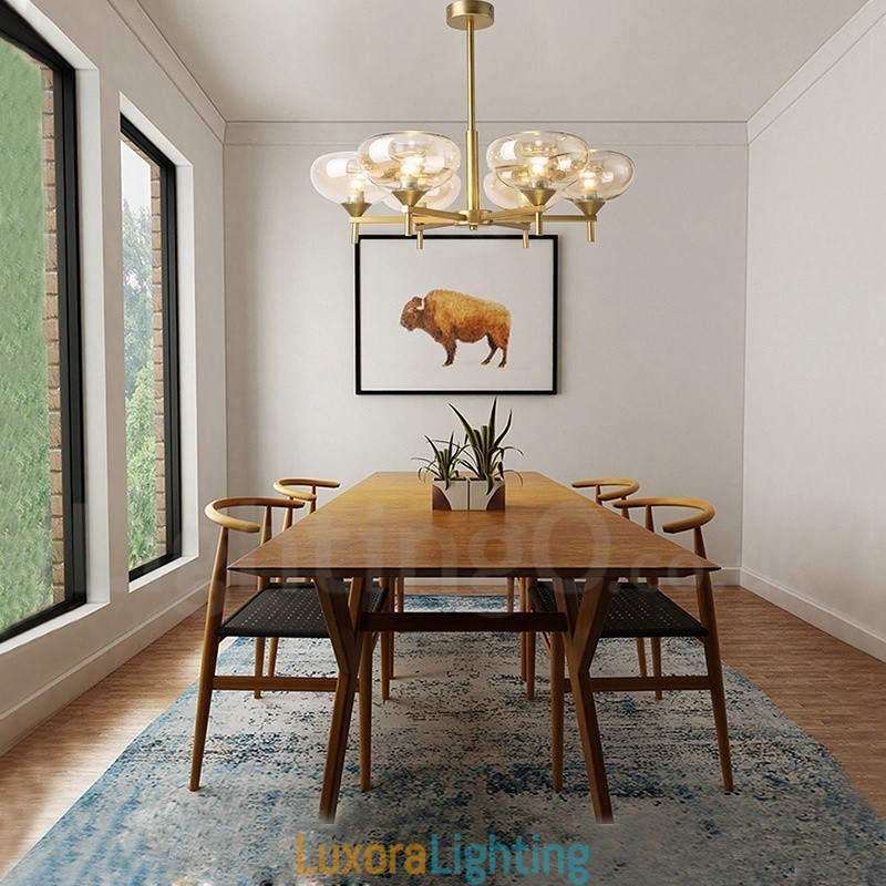 Designer Touch Decorative Modern Contemporary 6 Light Aluminum Alloy Chandelier with Glass Shade