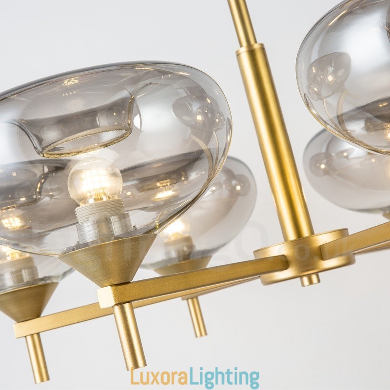 Designer Touch Decorative Modern Contemporary 6 Light Aluminum Alloy Chandelier with Glass Shade