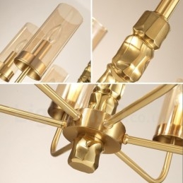 Designer Touch Decorative Modern Contemporary 8 Light Brass Chandelier with Glass Shade