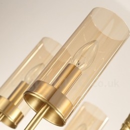 Designer Touch Decorative Modern Contemporary 8 Light Brass Chandelier with Glass Shade