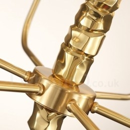 Designer Touch Decorative Modern Contemporary 10 Light Brass Chandelier with Glass Shade