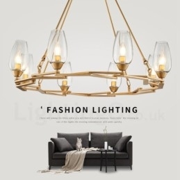 Designer Touch Decorative Modern Contemporary 8 Light Steel Pendant Light with Glass Shade