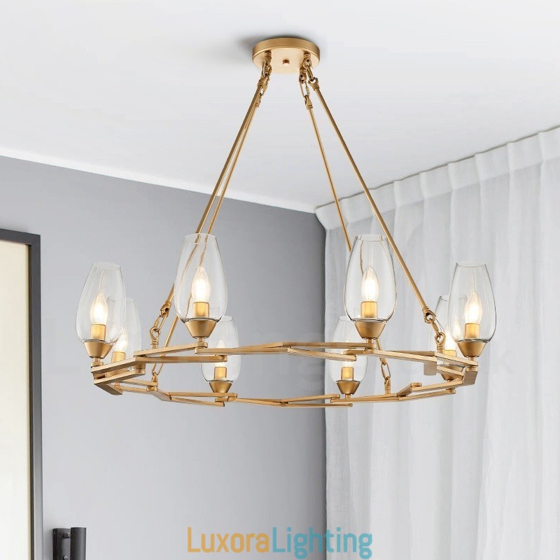 Designer Touch Decorative Modern Contemporary 8 Light Steel Pendant Light with Glass Shade