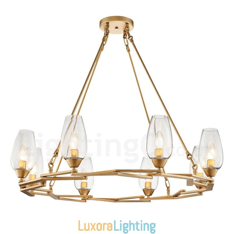 Designer Touch Decorative Modern Contemporary 8 Light Steel Pendant Light with Glass Shade