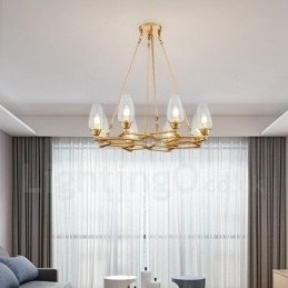 Designer Touch Decorative Modern Contemporary 8 Light Steel Pendant Light with Glass Shade