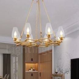 Designer Touch Decorative Modern Contemporary 8 Light Steel Pendant Light with Glass Shade