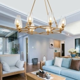 Designer Touch Decorative Modern Contemporary 8 Light Steel Pendant Light with Glass Shade