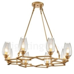 Designer Touch Decorative Modern Contemporary 8 Light Steel Pendant Light with Glass Shade