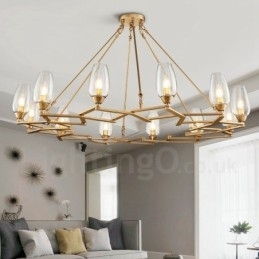 Designer Touch Decorative Modern Contemporary 12 Light Steel Pendant Light with Glass Shade
