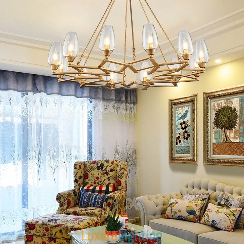 Designer Touch Decorative Modern Contemporary 12 Light Steel Pendant Light with Glass Shade