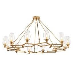 Designer Touch Decorative Modern Contemporary 12 Light Steel Pendant Light with Glass Shade