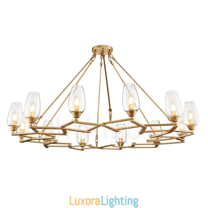 Designer Touch Decorative Modern Contemporary 12 Light Steel Pendant Light with Glass Shade